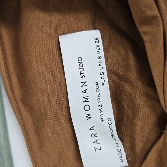 ZARA Woman Studio Brown Draped Crop Top Puff Sleeve - Picture 10 of 13